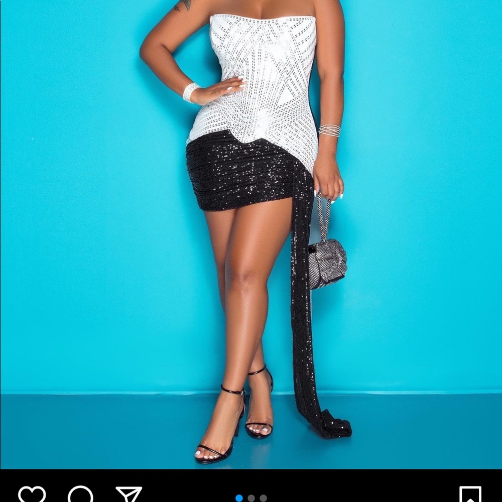 Sexy Black, white and silver dress